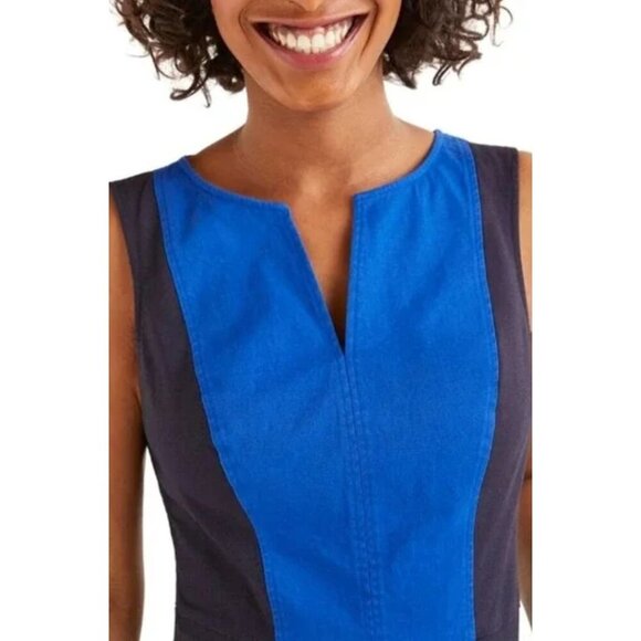 NWT Boden Helena Blue Colorblock Chino Knee Length Cotton Blend Sheath Dress-sz - Picture 3 of 10